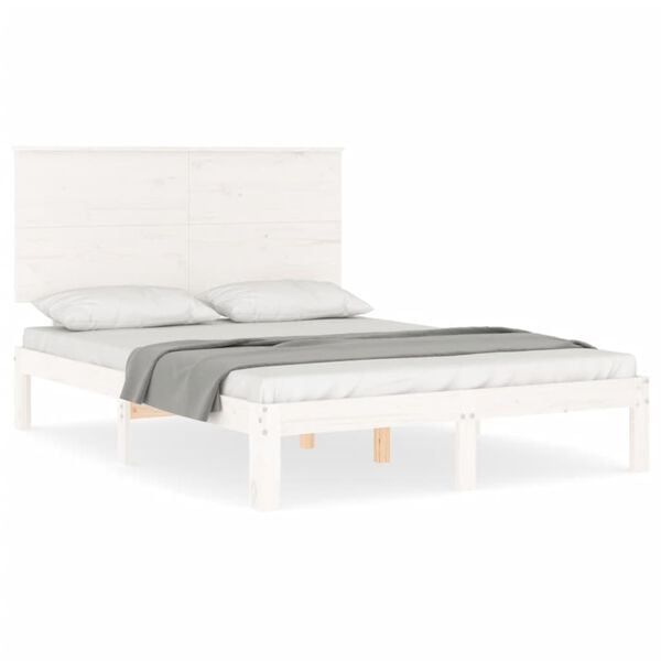 vidaXL Cama sem colch&atilde;o 120x200 cm madeira de pinho maci&ccedil;a branco
