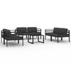 vidaXL 7 pcs conjunto lounge jardim com almofad&otilde;es alum&iacute;nio antracite