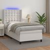 vidaXL Cama box spring c/colch&atilde;o/LED 100x200cm couro artificial branco