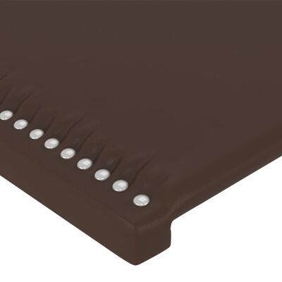 vidaXL Cabeceira cama c/ LED couro artif. 103x16x118/128 cm castanho