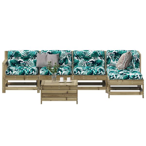 vidaXL 6 pcs conjunto lounge de jardim c/ almofad&otilde;es pinho impregnado