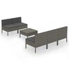 vidaXL 6 pcs conjunto lounge de jardim c/ almofad&otilde;es vime PE cinzento