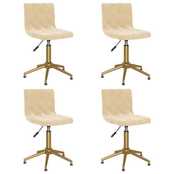vidaXL Cadeiras de jantar girat&oacute;rias 4 pcs veludo cor creme