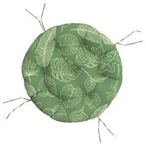vidaXL Almofad&atilde;o redondo &Oslash; 60 x11 cm tecido oxford padr&atilde;o folhas