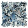vidaXL Almofad&atilde;o 60x60 cm denim shaggy couro e algod&atilde;o azul