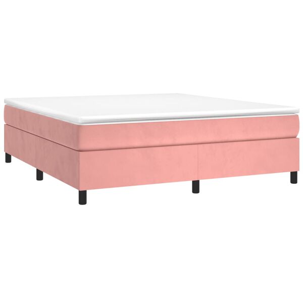 vidaXL Cama com molas/colch&atilde;o 160x200 cm veludo rosa