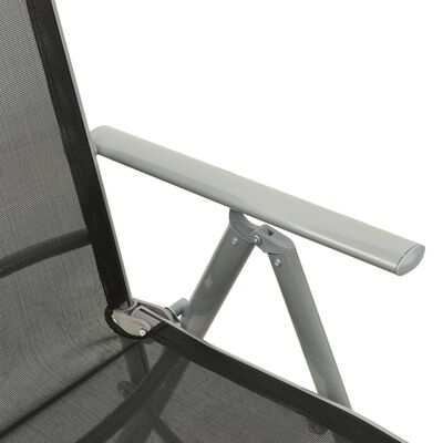 vidaXL Cadeira de jardim reclinável textilene e alumínio prateada