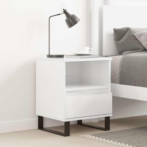 vidaXL Mesa de cabeceira 40x35x50cm derivados madeira branco brilhante