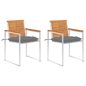 vidaXL Cadeiras de jardim com almofad&otilde;es 2 pcs ac&aacute;cia maci&ccedil;a e a&ccedil;o