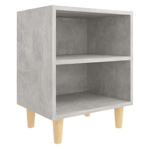 vidaXL Mesa cabeceira pernas madeira maci&ccedil;a 40x30x50cm cinzento cimen.