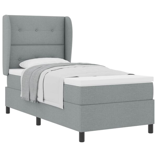 vidaXL Cama Box com colch&atilde;o Cinzento-claro 90 x 190 cm tecido