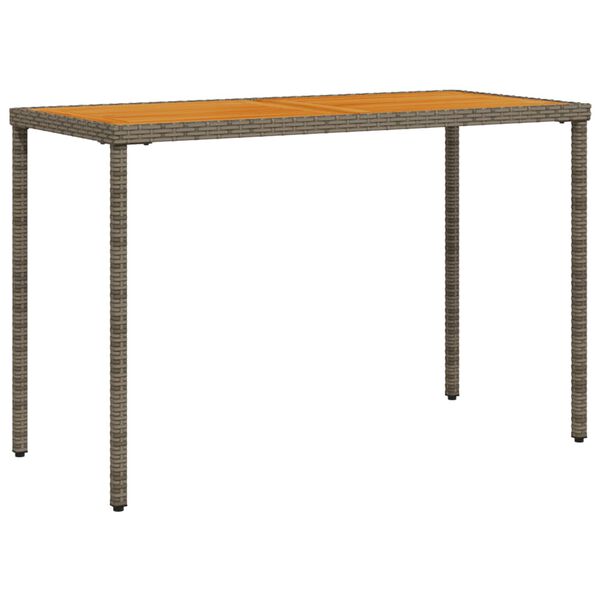 vidaXL Mesa de jardim com tampo em acácia 115x54x74 cm vime PE cinza
