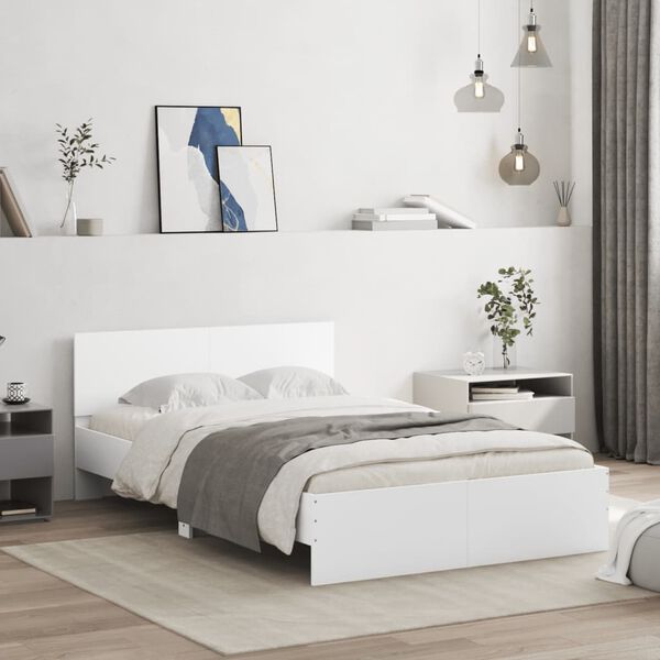 vidaXL Estrutura de cama com cabeceira 135x190 cm branco