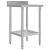vidaXL Mesa cozinha rebordo antissalpicos 60x60x93 cm a&ccedil;o inoxid&aacute;vel