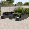 vidaXL Conjunto de Sofá de Jardim com almofada 11 pcs Preto