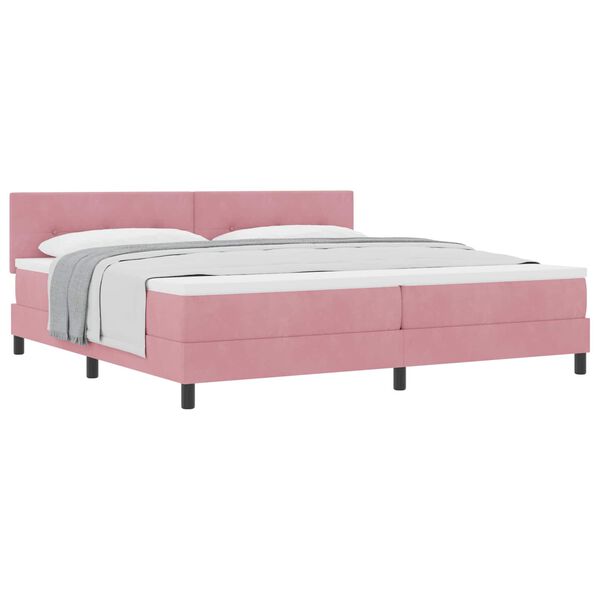 vidaXL Cama Box com colch&atilde;o com cabeceira Rosa 200 x 200 cm Veludo