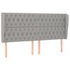 vidaXL Cabeceira cama c/ abas tecido 203x23x118/128 cm cinzento-claro