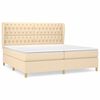 vidaXL Cama com molas/colch&atilde;o 200x200 cm tecido cor creme