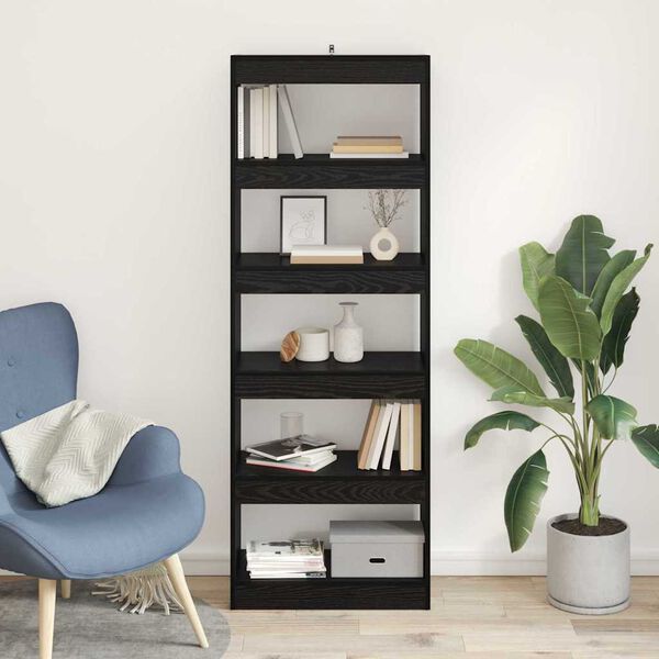 vidaXL Gabinete de Livros Carvalho preto 60 x 30 x 166 cm