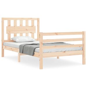 vidaXL Estrutura cama de solteiro pequena c/ cabeceira madeira maci&ccedil;a