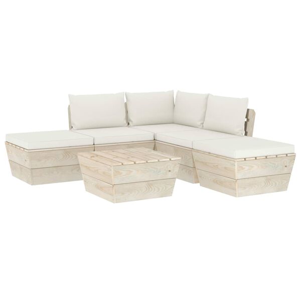 vidaXL 6 pcs conjunto lounge de paletes + almofad&otilde;es madeira de abeto