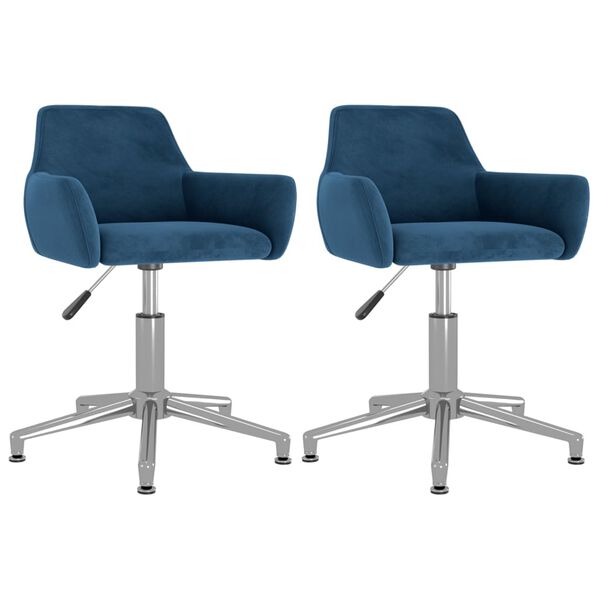 vidaXL Cadeiras de jantar girat&oacute;rias 2 pcs veludo azul