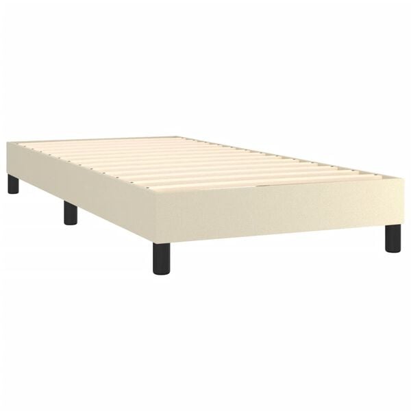 vidaXL Cama com molas/colch&atilde;o 90x200 cm couro artificial cor creme