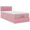 moldura de cama otomana vidaXL com colch&atilde;o rosa 90x190 cm Veludo
