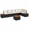 vidaXL Conjunto de Sof&aacute; de Jardim 7 unid. Preto Rattan Sint&eacute;tico