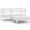 vidaXL 3 pcs conjunto lounge de jardim pinho maci&ccedil;o branco