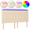 vidaXL Cabeceira cama c/ LED tecido 180x5x118/128 cm cr&egrave;me