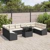 vidaXL Conjunto de Sof&aacute; de Jardim com almofada 11 pcs Preto e Creme
