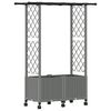 vidaXL Cama Elevada com Treli&ccedil;a e Telhado Cinzento-claro PP