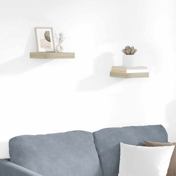 vidaXL Prateleiras de parede suspensas 2pcs 23x23,5x3,8cm MDF carvalho