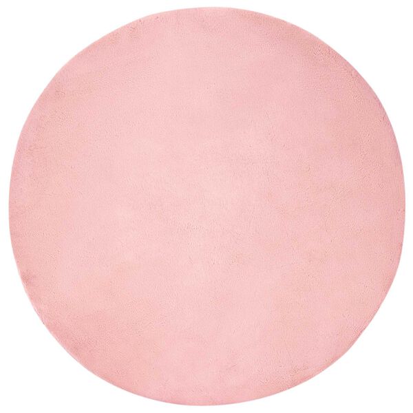 vidaXL Tapete de Pelo Sint&eacute;tico de Coelho Olite Rosa &Oslash; 160 cm