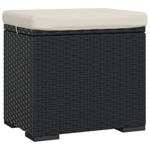 vidaXL Otomana com almofad&atilde;o 40x30x40 cm vime PE preto