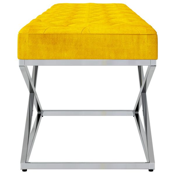 vidaXL Banco a&ccedil;o inoxid&aacute;vel e veludo amarelo mostarda