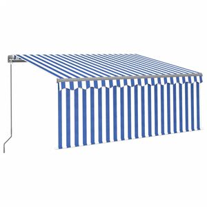 vidaXL Toldo retr&aacute;til manual com estore/LED 3x2,5 m azul e branco