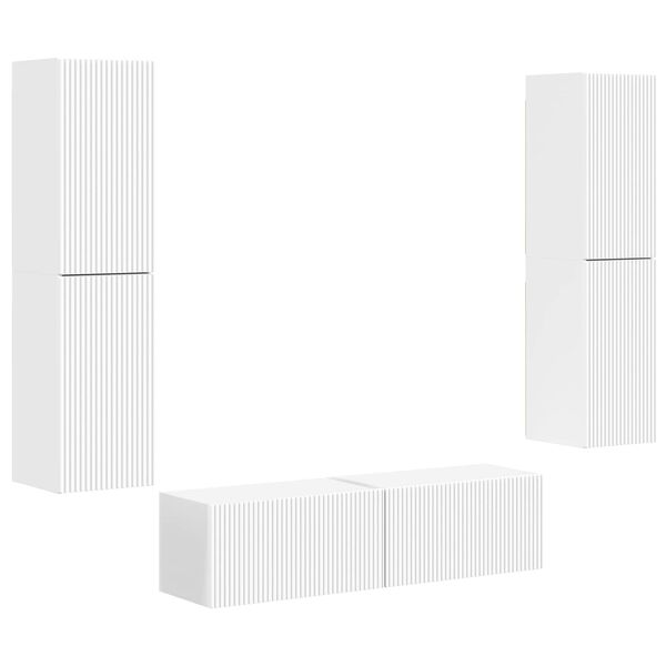 vidaXL Conjunto de m&oacute;vel de TV 6 pcs Branco Madeira processada