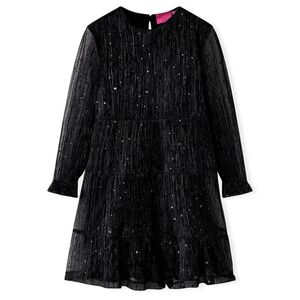 vidaXL Vestido de manga comprida para crian&ccedil;a preto 104