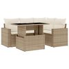 vidaXL 5 pcs conjunto de sof&aacute;s p/ jardim com almofad&otilde;es vime PE bege