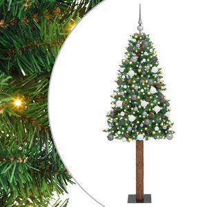 vidaXL &Aacute;rvore de Natal Slim com 300 LEDs com suporte Verde 210 cm