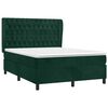 vidaXL Cama com molas/colch&atilde;o 140x190 cm veludo verde-escuro
