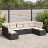 vidaXL Conjunto de Sof&aacute; de Jardim 7 pcs Preto e Creme Polirattan