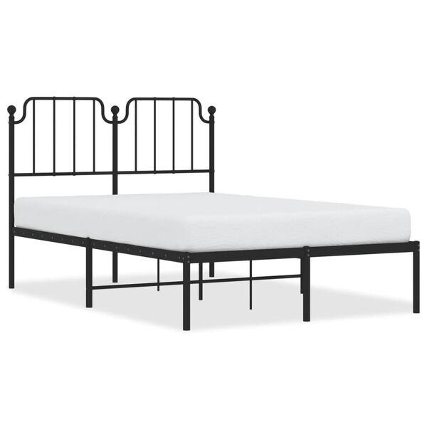 vidaXL Estrutura de cama com cabeceira 120x190 cm metal preto