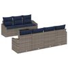 vidaXL Conjunto de Sof&aacute;s 8 pcs Cinza e Azul Marinho vime PE
