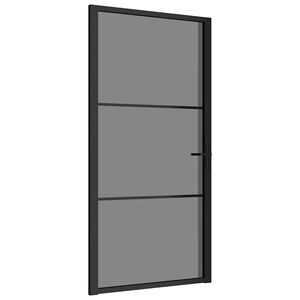 vidaXL Porta de interior 102,5x201,5 cm vidro ESG e alum&iacute;nio preto