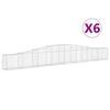 vidaXL Cestos gabi&atilde;o arqueados 6 pcs 400x30x40/60 cm ferro galvanizado