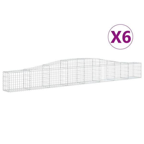 vidaXL Cestos gabi&atilde;o arqueados 6 pcs 400x30x40/60 cm ferro galvanizado