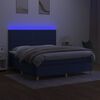 vidaXL Cama box spring c/ colch&atilde;o e LED 160x200 cm tecido azul